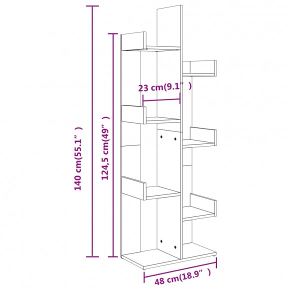 Bibliothèque Gris béton 48x25,5x140 cm Aggloméré