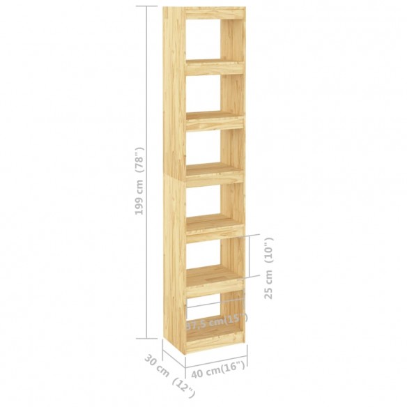 Bibliothèque/Séparateur de pièce 40x30x199 cm pin massif