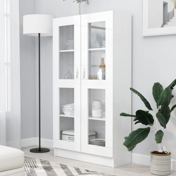 Armoire à vitrine Blanc 82,5x30,5x150 cm Aggloméré