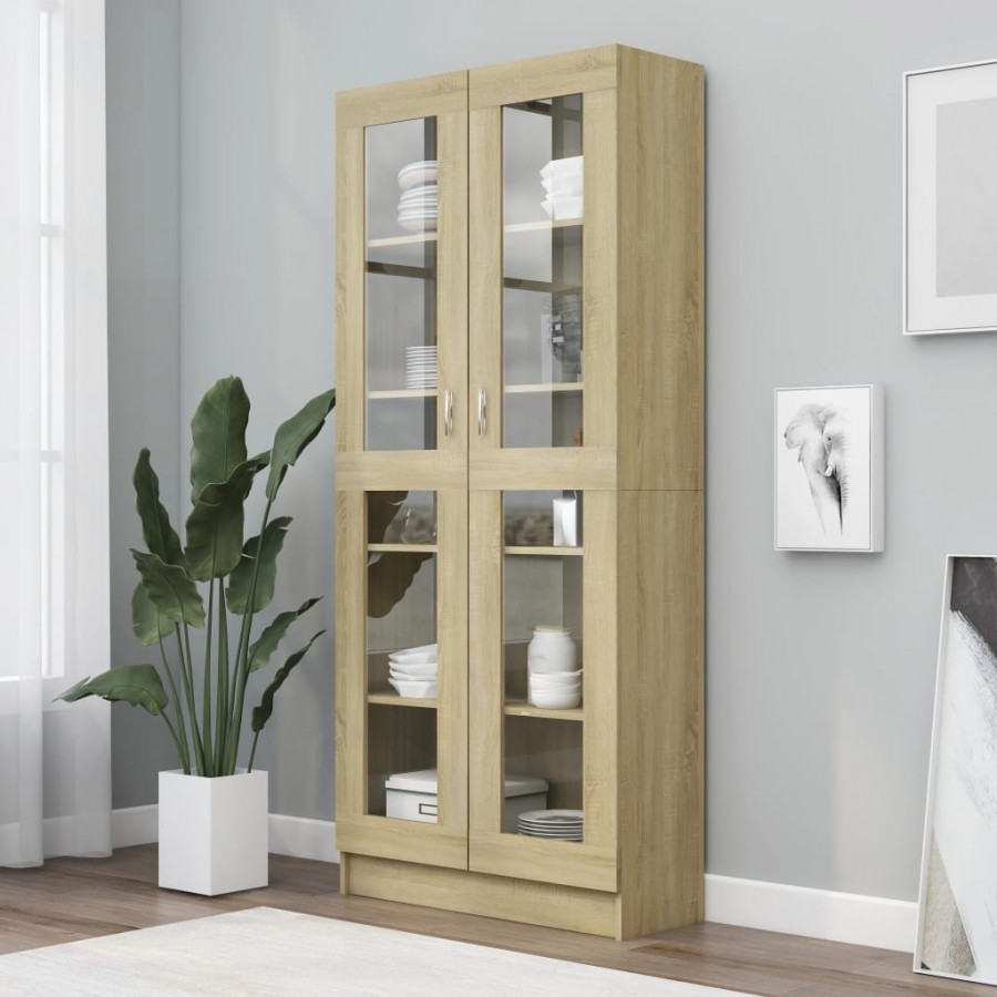 Armoire à vitrine Chêne sonoma 82,5x30,5x185,5 cm Aggloméré