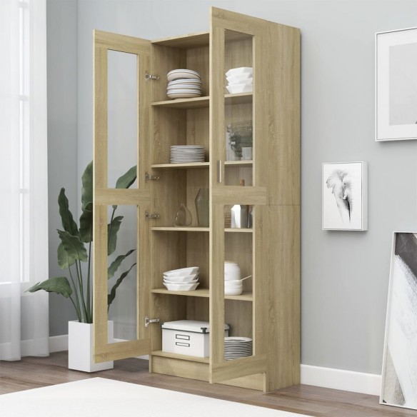 Armoire à vitrine Chêne sonoma 82,5x30,5x185,5 cm Aggloméré