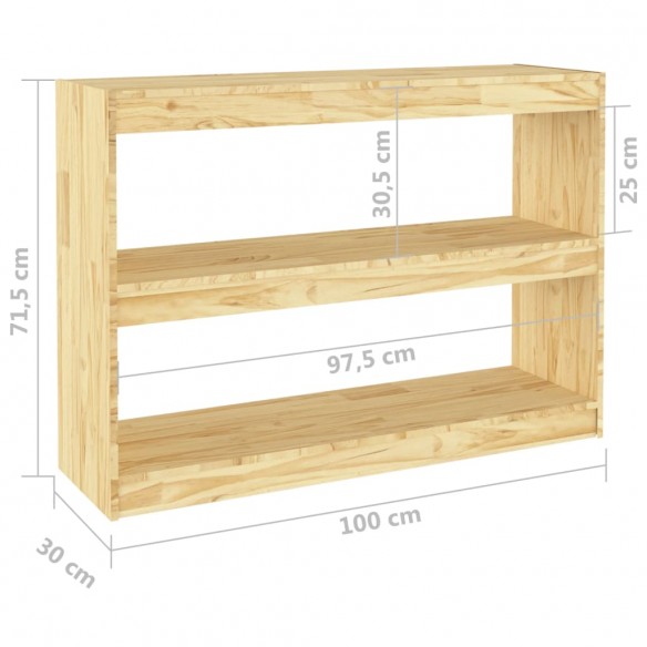 Bibliothèque/Séparateur de pièce 100x30x71,5 cm pin massif