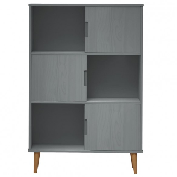 Bibliothèque MOLDE Gris 90x35x133,5 cm Bois massif de pin