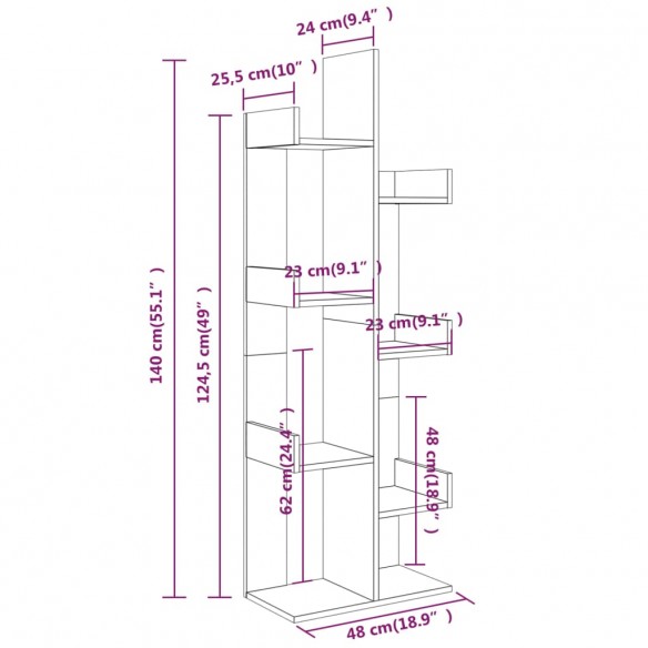 Bibliothèque 48x25,5x140 cm Chêne marron Bois d'ingénierie