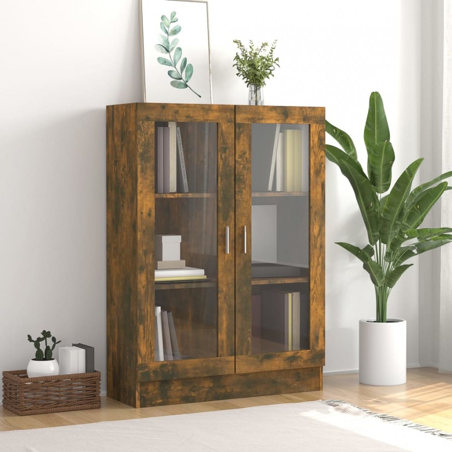 Armoire à vitrine Chêne fumé 82,5x30,5x115 cm Bois d'ingénierie