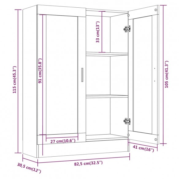 Armoire à vitrine Chêne fumé 82,5x30,5x115 cm Bois d'ingénierie