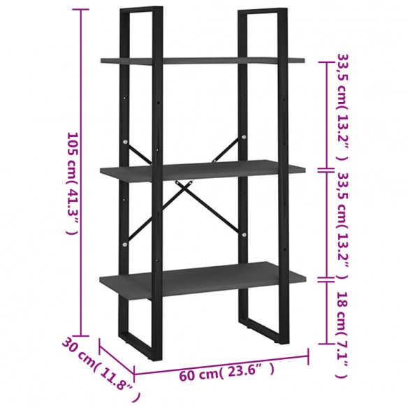 Étagère de rangement Gris 60x30x105 cm Aggloméré