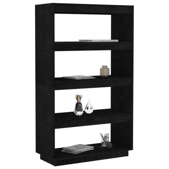 Bibliothèque/Séparateur de pièce Noir 80x35x135 cm Pin massif