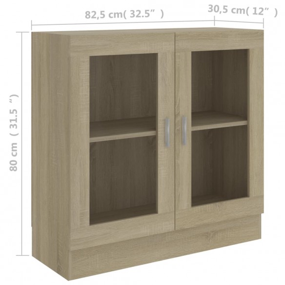 Armoire à vitrine Chêne sonoma 82,5x30,5x80 cm Aggloméré