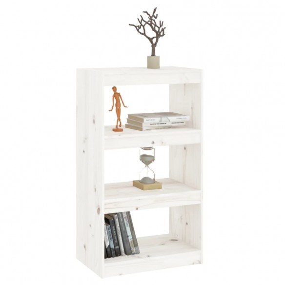 Bibliothèque/Séparateur de pièce Blanc 60x30x103,5cm Pin solide