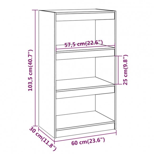 Bibliothèque/Séparateur de pièce Blanc 60x30x103,5cm Pin solide