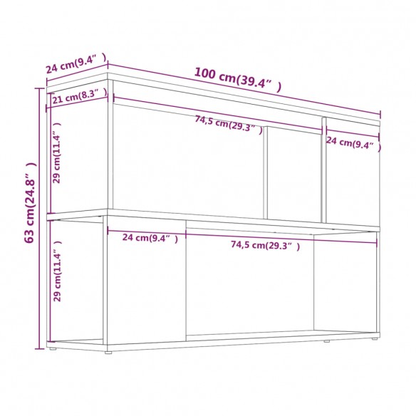 Bibliothèque Sonoma gris 100x24x63 cm Bois d'ingénierie