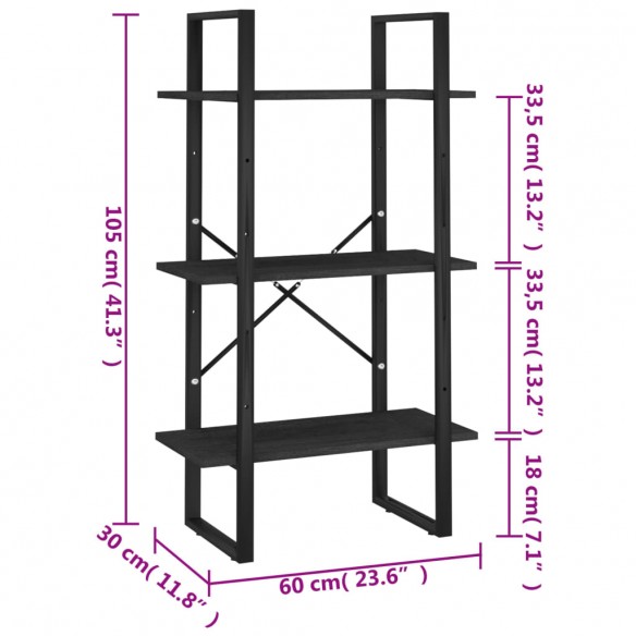 Étagère de rangement Noir 60x30x105 cm Bois de pin massif