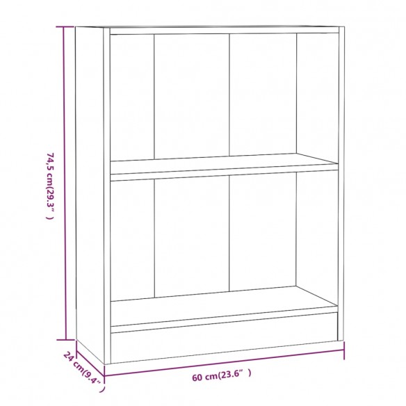 Bibliothèque Chêne fumé 60x24x74,5 cm Bois d'ingénierie