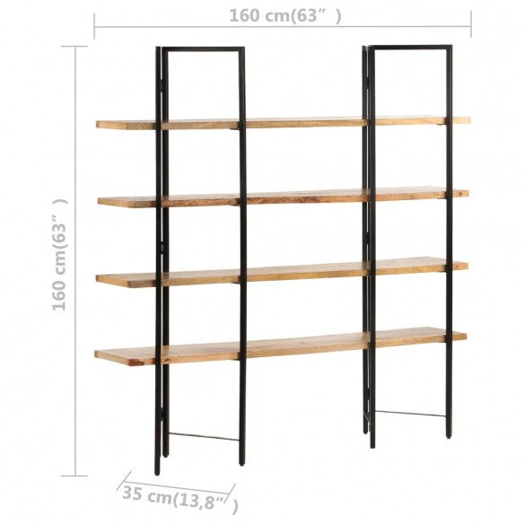 Bibliothèque à 4 niveaux 160x35x160 cm Bois de manguier massif