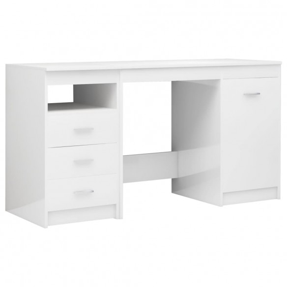 Bureau Blanc brillant 140x50x76 cm Aggloméré