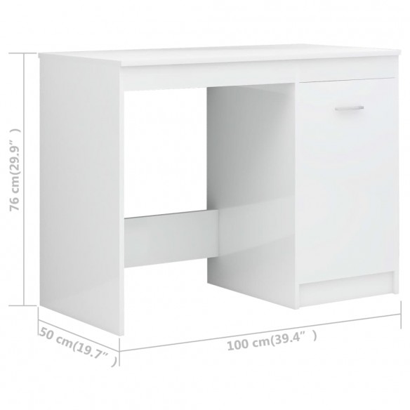 Bureau Blanc brillant 140x50x76 cm Aggloméré