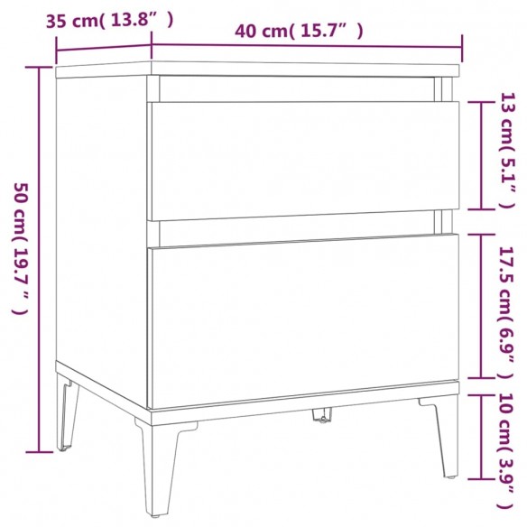 Table de chevet Blanc brillant 40x35x50 cm