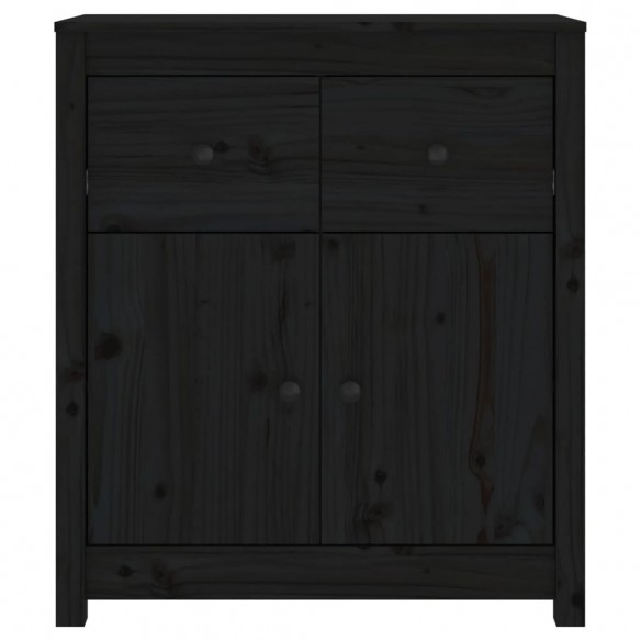 Buffet Noir 70x35x80 cm Bois massif de pin