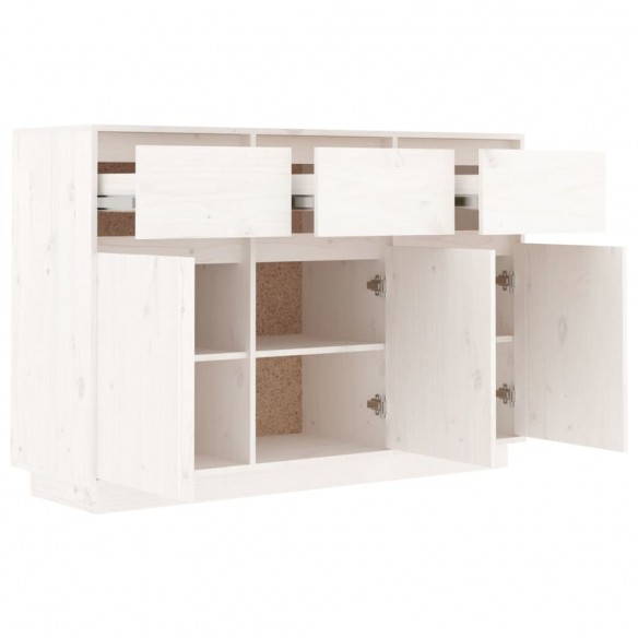 Buffet blanc 110x34x75 cm bois massif de pin