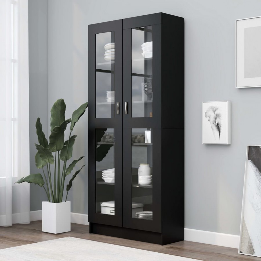 Armoire à vitrine Noir 82,5x30,5x185,5 cm Aggloméré