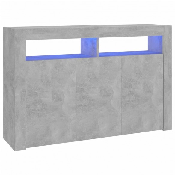 Buffet avec lumières LED gris béton 115,5x30x75 cm