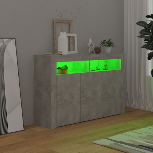 Buffet avec lumières LED gris béton 115,5x30x75 cm