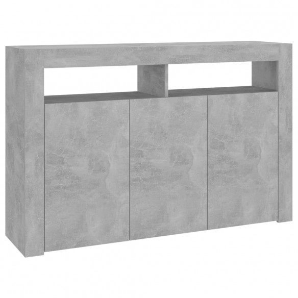 Buffet avec lumières LED gris béton 115,5x30x75 cm