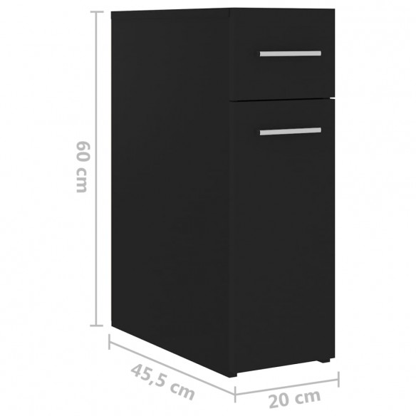 Armoire d'apothicaire Noir 20x45,5x60 cm Aggloméré