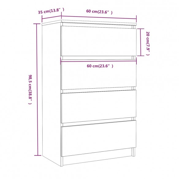 Buffet Sonoma gris 60x35x98,5 cm Bois d'ingénierie