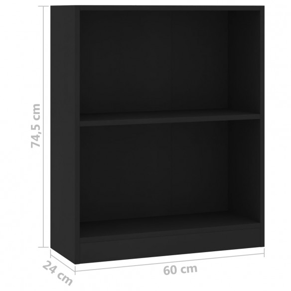 Bibliothèque Noir 60x24x74,5 cm Bois d'ingénierie