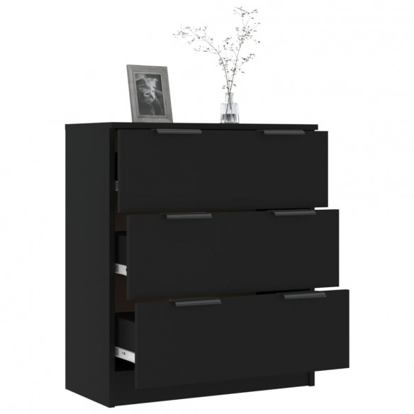 Buffet noir 60x30x70 cm bois d'ingénierie