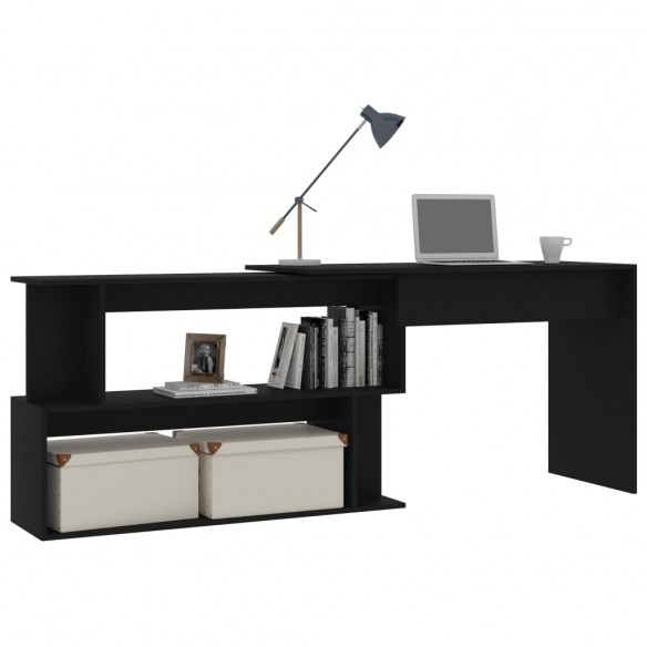 Bureau d'angle Noir 200x50x76 cm Aggloméré