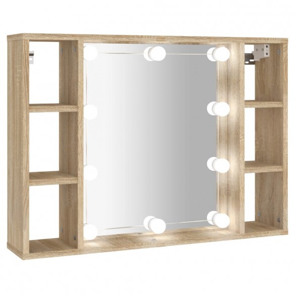 Armoire à miroir avec LED Chêne sonoma 76x15x55 cm