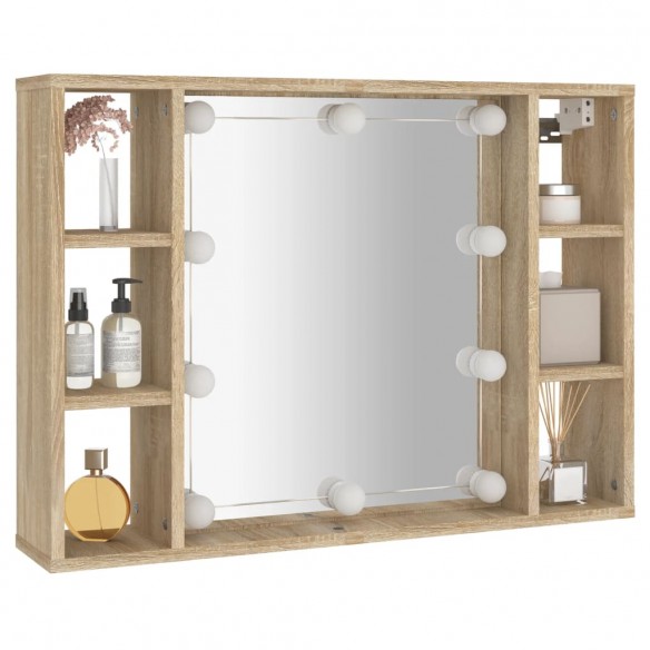 Armoire à miroir avec LED Chêne sonoma 76x15x55 cm