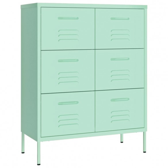 Armoire à tiroirs Vert menthe 80x35x101,5 cm Acier