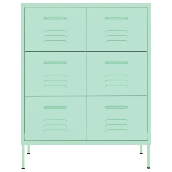 Armoire à tiroirs Vert menthe 80x35x101,5 cm Acier