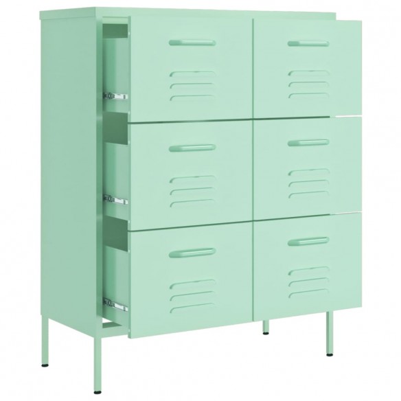 Armoire à tiroirs Vert menthe 80x35x101,5 cm Acier