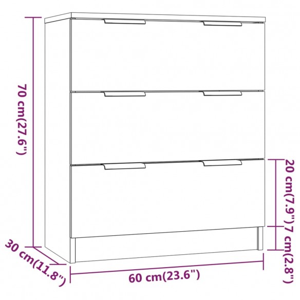 Buffet Chêne fumé 60x30x70 cm Bois d'ingénierie