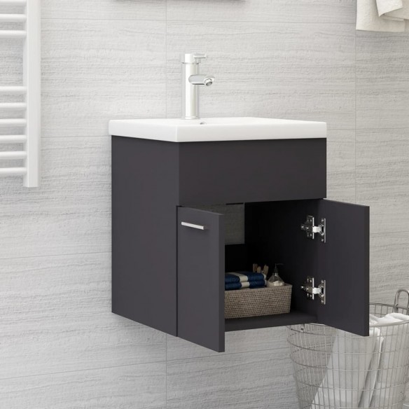 Armoire d'évier avec lavabo intégré Gris Aggloméré