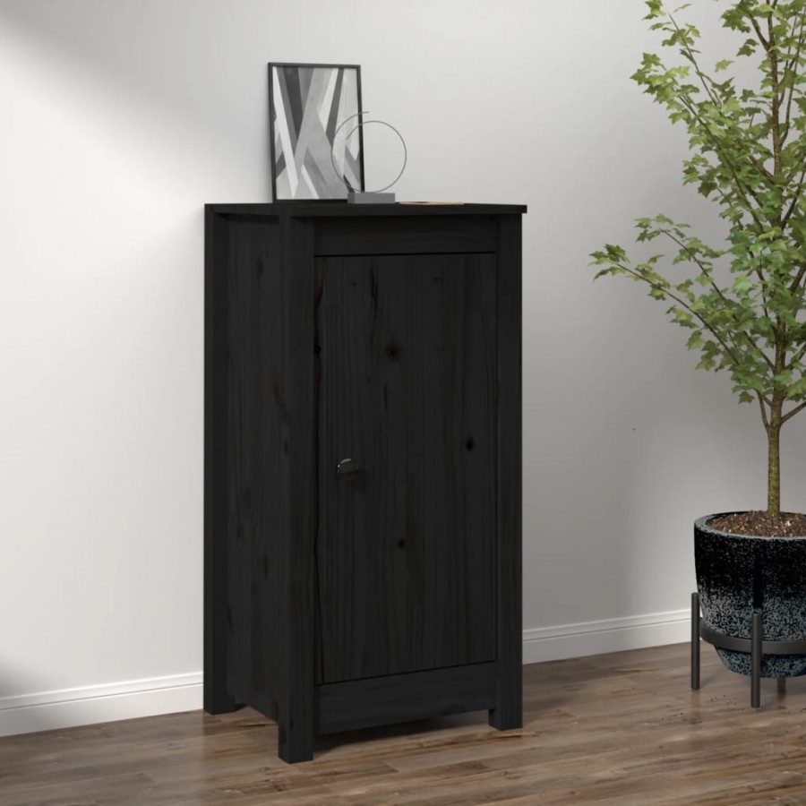 Buffet Noir 40x35x80 cm Bois massif de pin