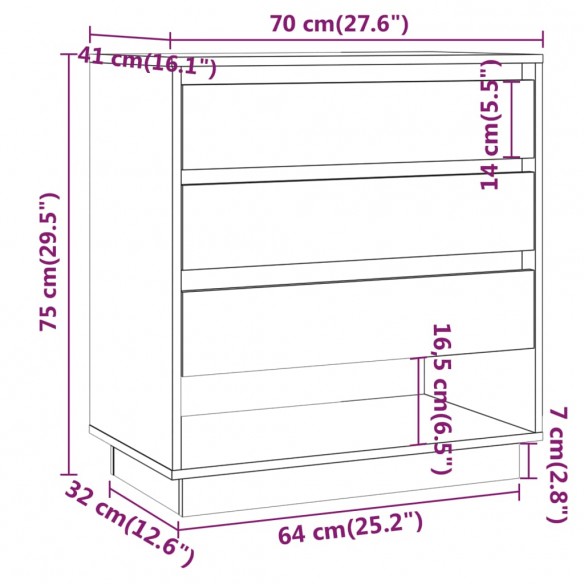 Buffet Gris béton 70x41x75 cm Bois d'ingénierie