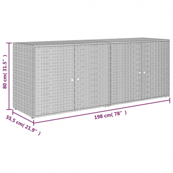 Armoire de rangement jardin Gris 198x55,5x80 cm Résine tressée