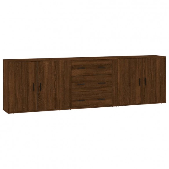 Buffets 3 pcs Chêne marron Bois d'ingénierie