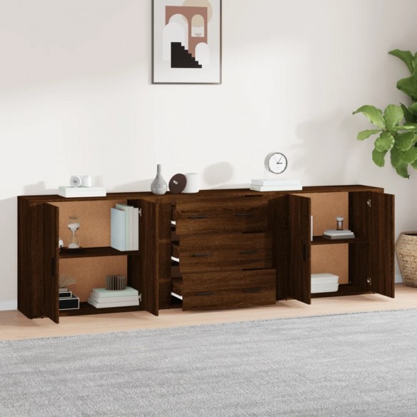 Buffets 3 pcs Chêne marron Bois d'ingénierie