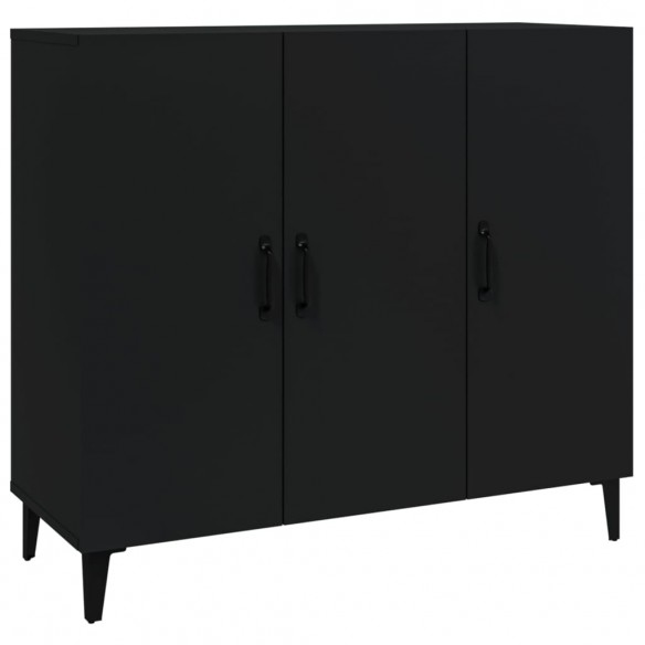 Buffet noir 90x34x80 cm bois d'ingénierie