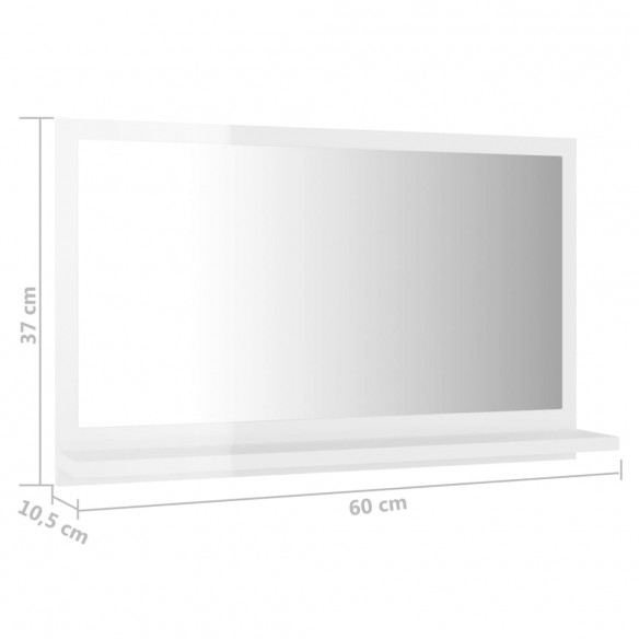 Miroir de salle de bain Blanc brillant 60x10,5x37 cm Aggloméré