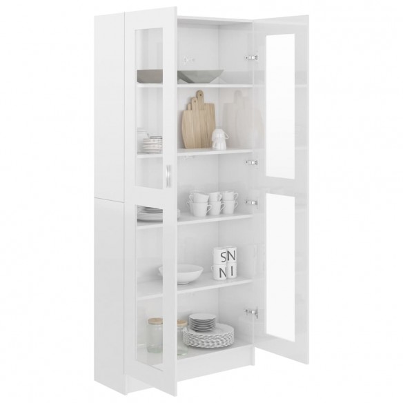 Armoire à vitrine Blanc brillant 82,5x30,5x185,5 cm Aggloméré