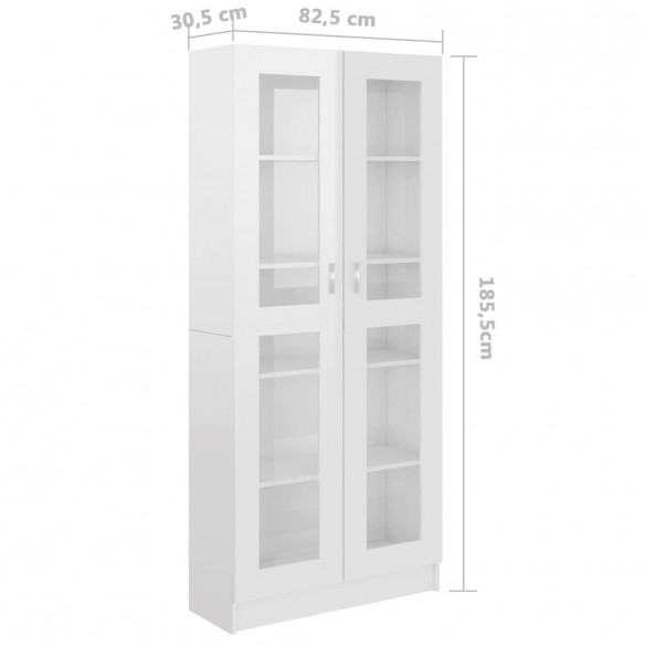 Armoire à vitrine Blanc brillant 82,5x30,5x185,5 cm Aggloméré