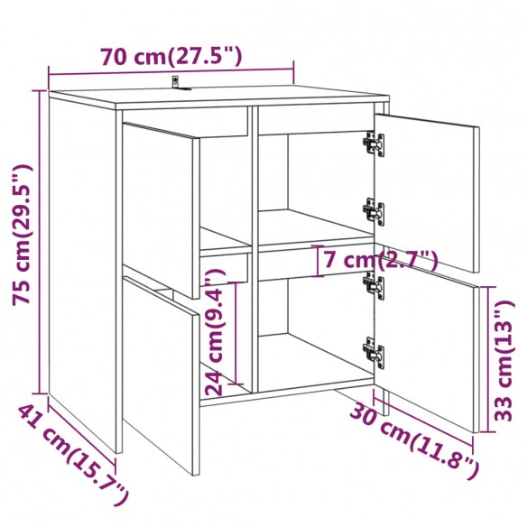 Buffet Blanc 70x41x75 cm Aggloméré